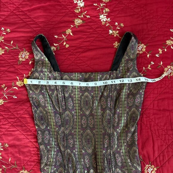 Gunne Sax Green and purple vintage iridescent corset top paisley - Picture 4 of 7